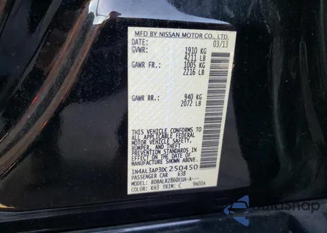 2013 Nissan Altima 2.5 z USA, uszkodzony, nr VIN 1N4AL3AP3DC250450